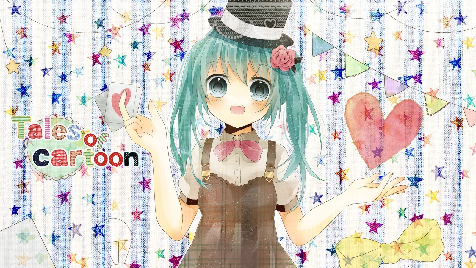 Miku with cards and heart