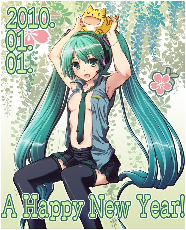 Miku with cat on head