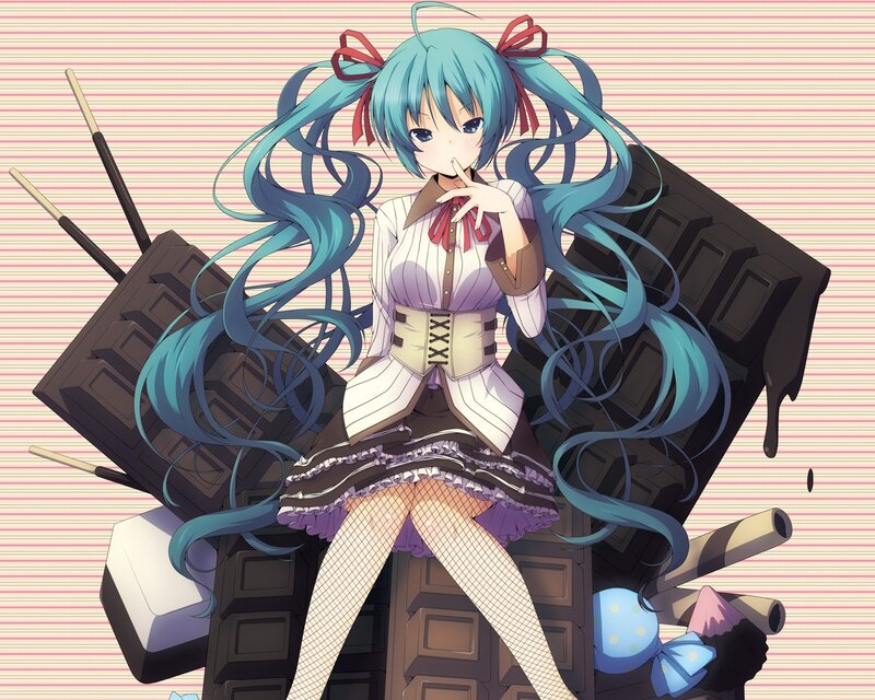Miku with chocolate bars