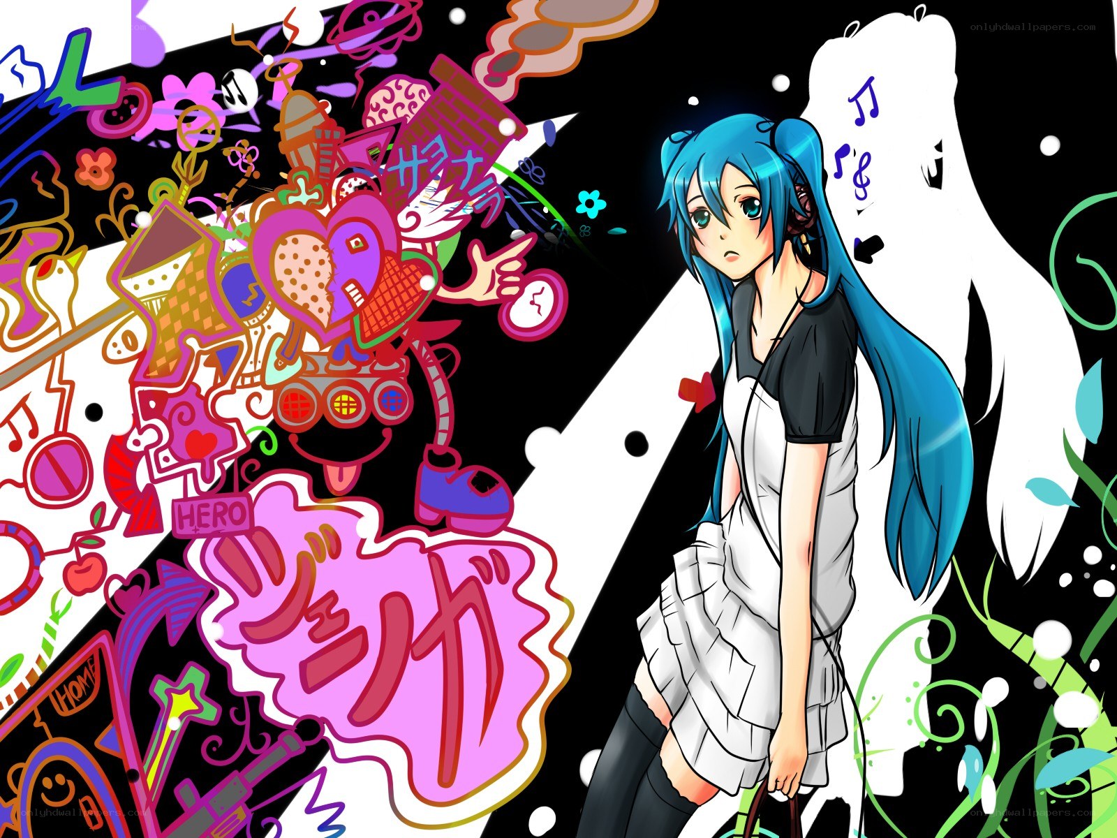 Miku with colorful doodles
