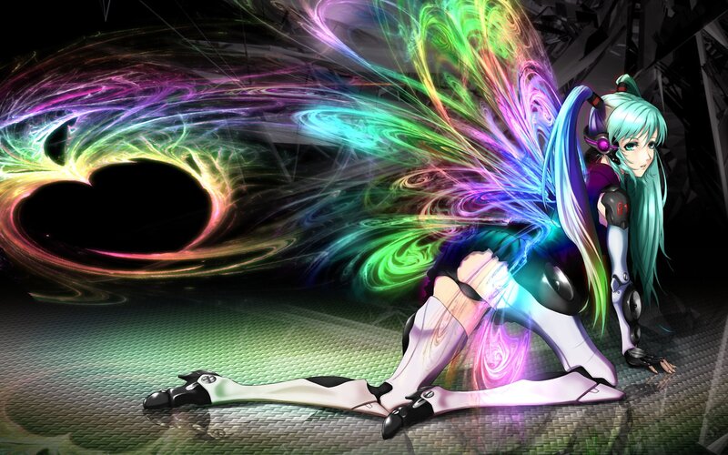 Miku with colorful energy wings