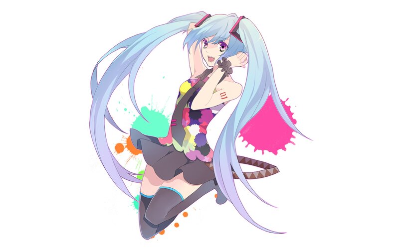 Miku with colorful splashes