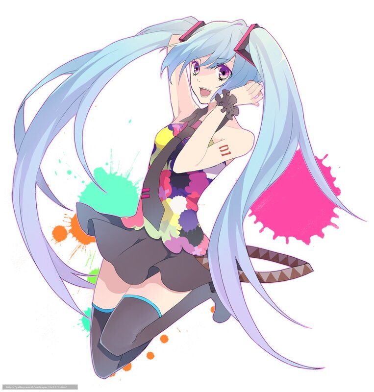 Miku with colorful splashes