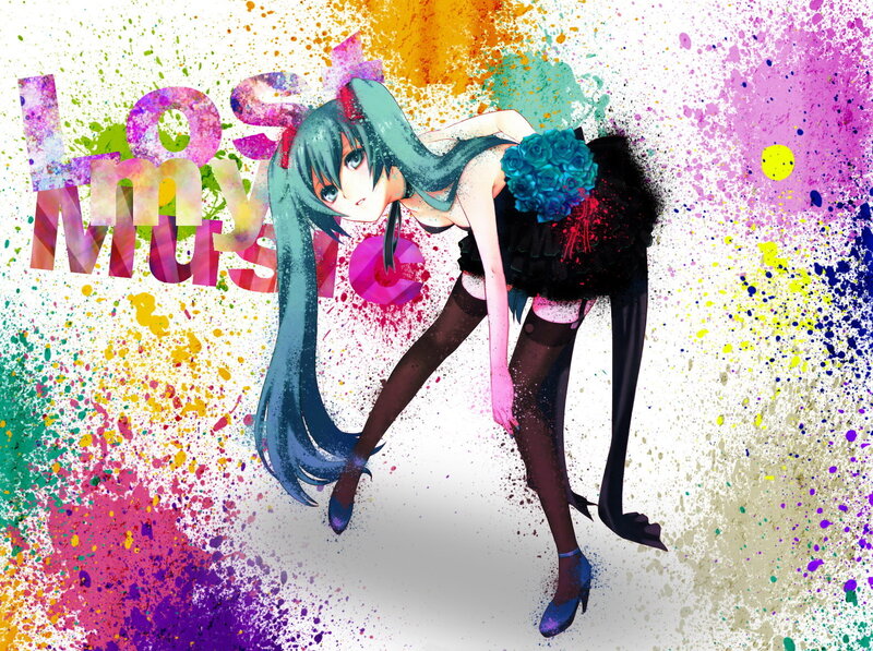 Miku with colorful splatters