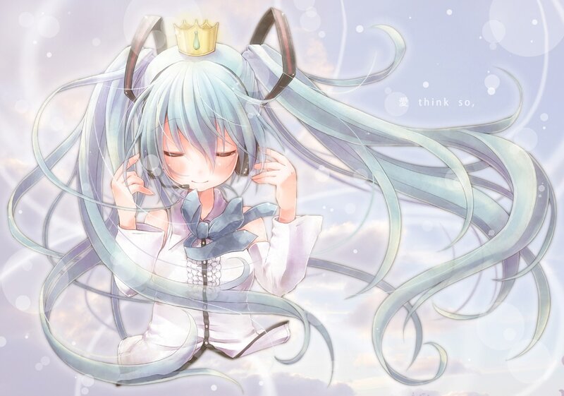 Miku with crown and headphones