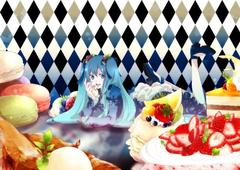 Miku with desserts
