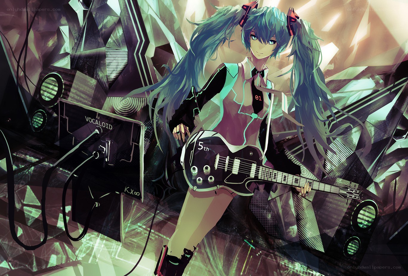 Miku with electric guitar