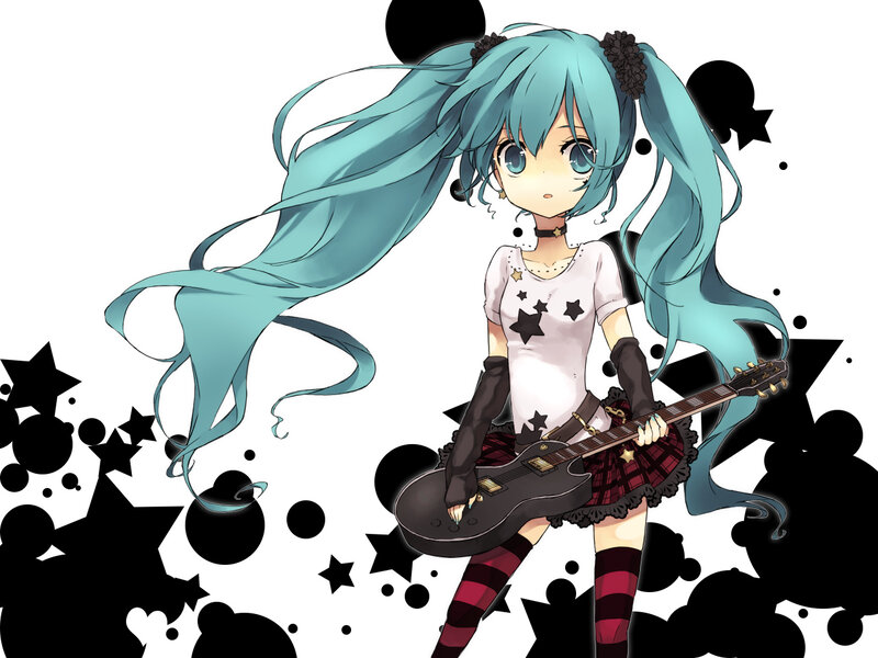 Miku with electric guitar