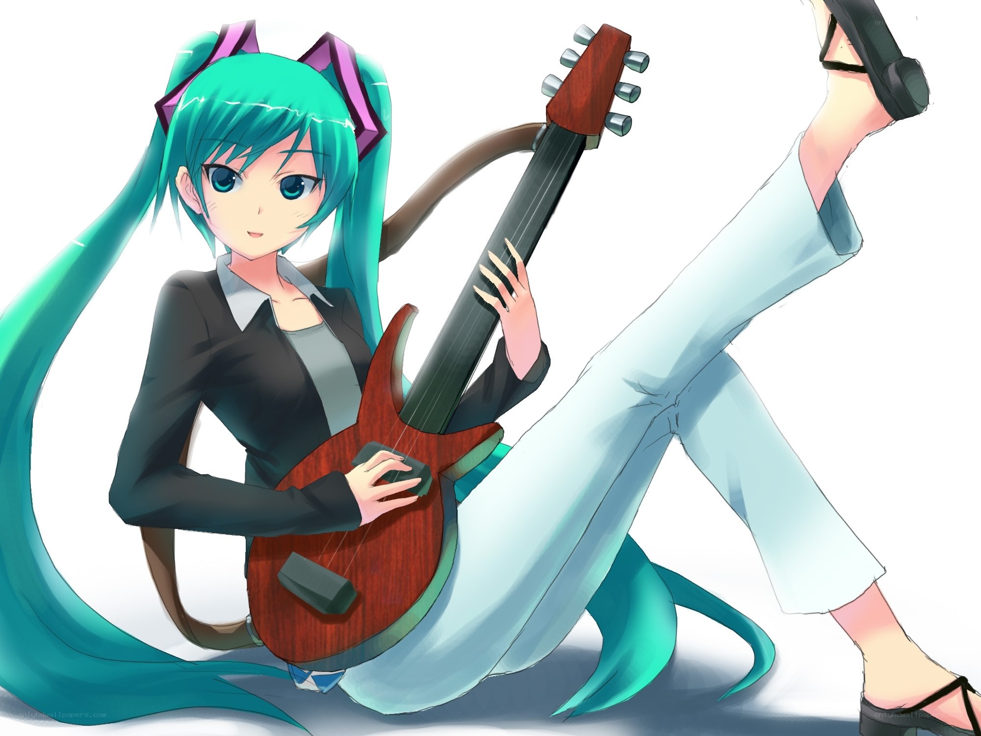 Miku with electric guitar