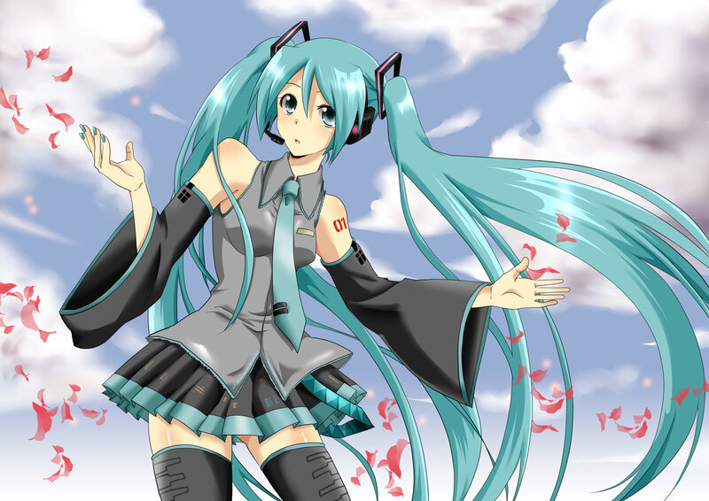 Miku with falling petals