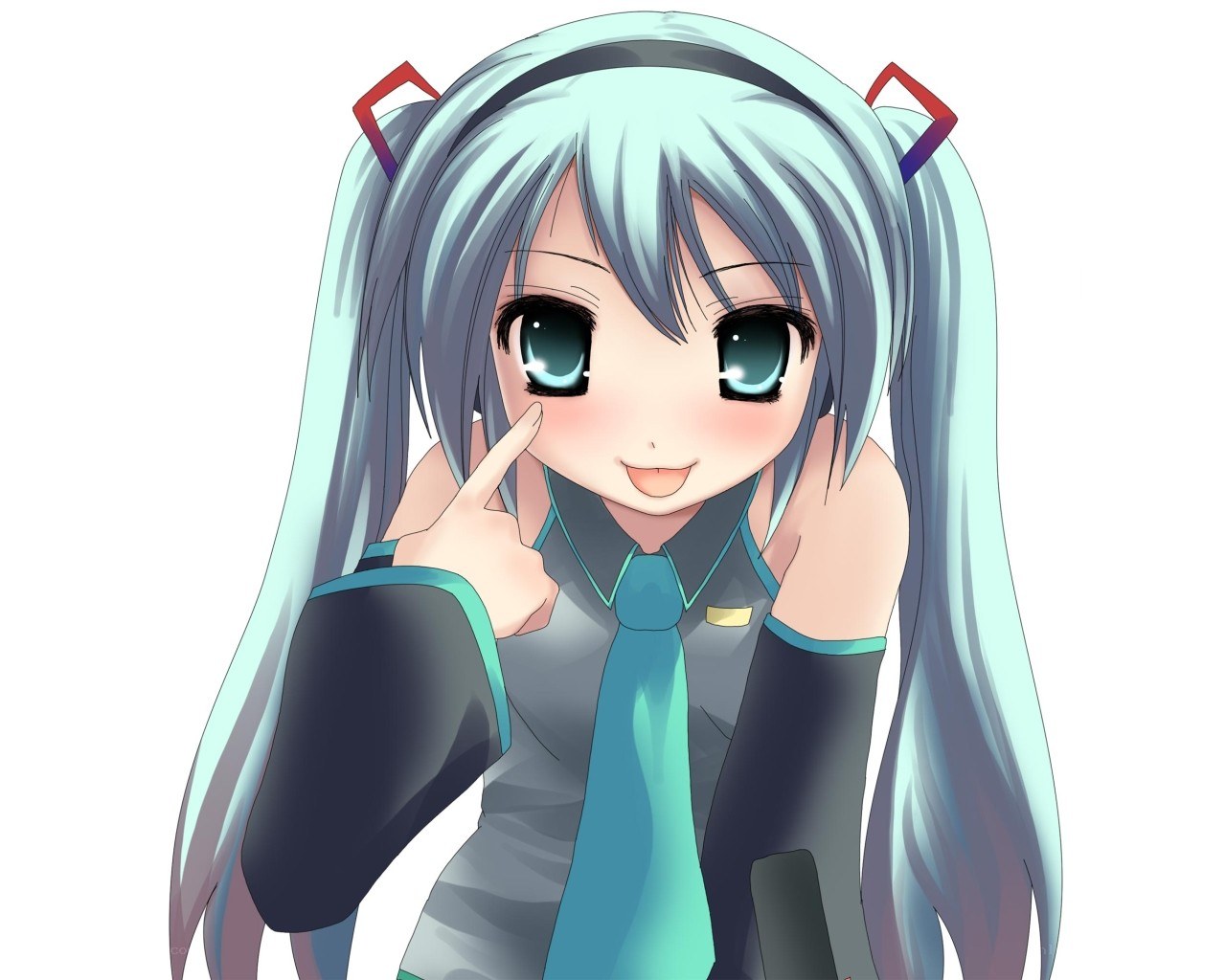 Miku with finger on cheek