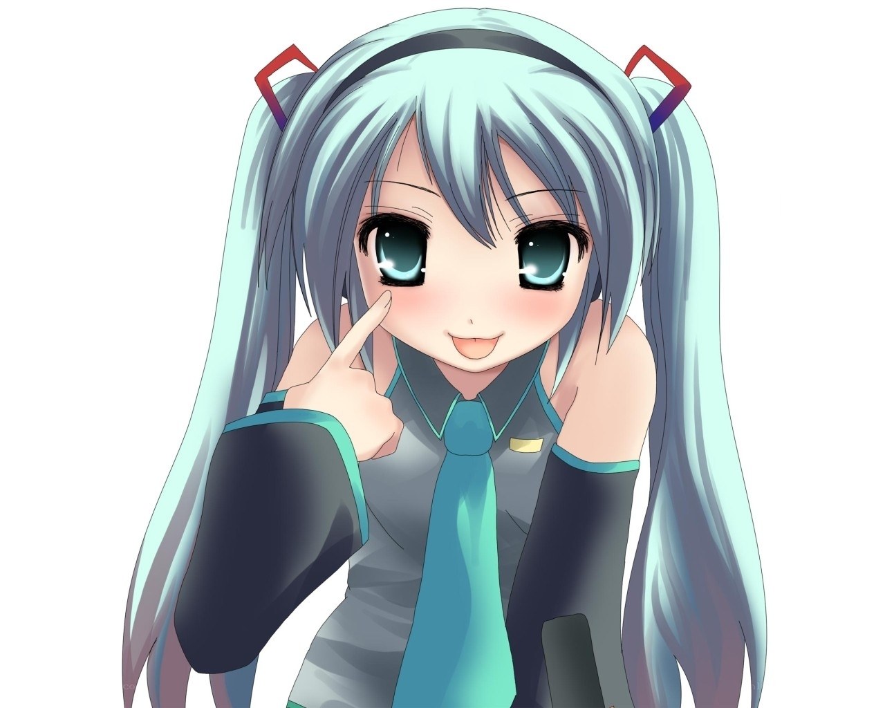 Miku with finger on cheek