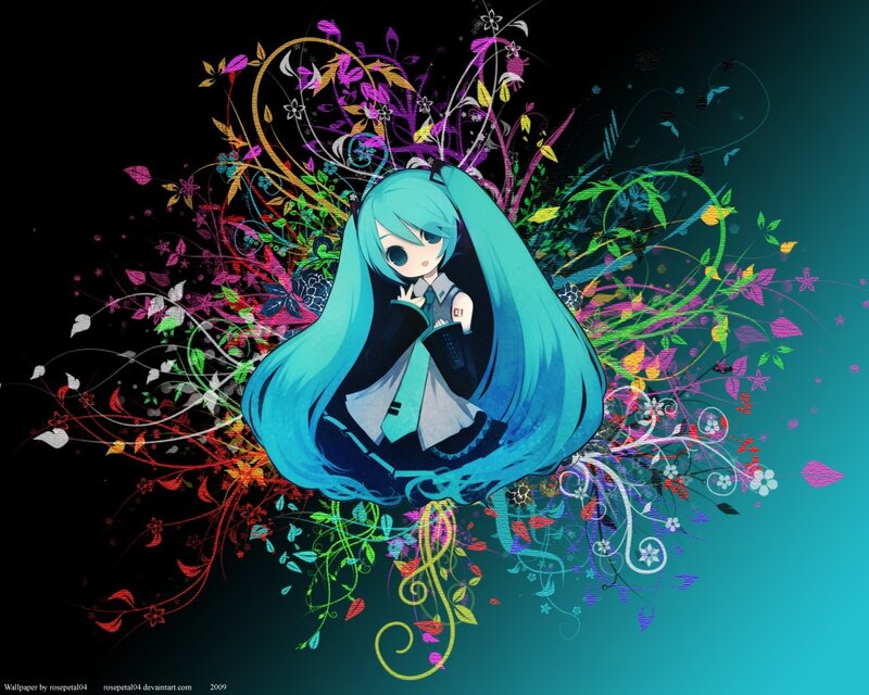 Miku with floral background