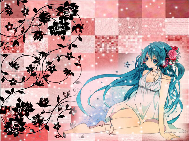 Miku with floral vines