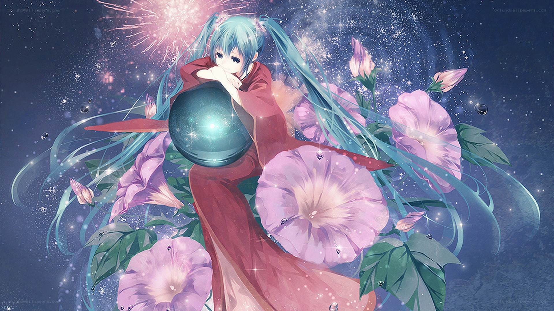 Miku with flowers and a sphere