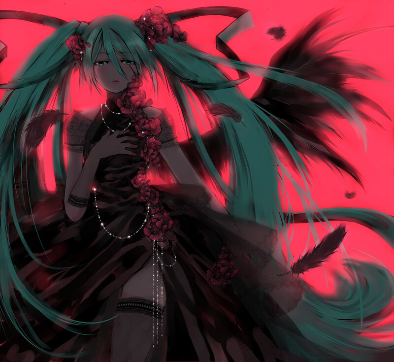 Miku with flowers and wings