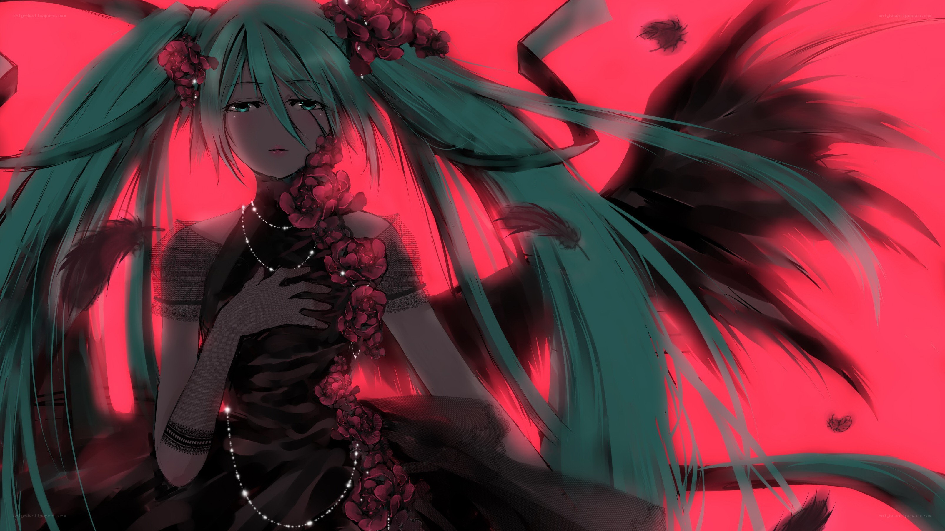 Miku with flowers and wings