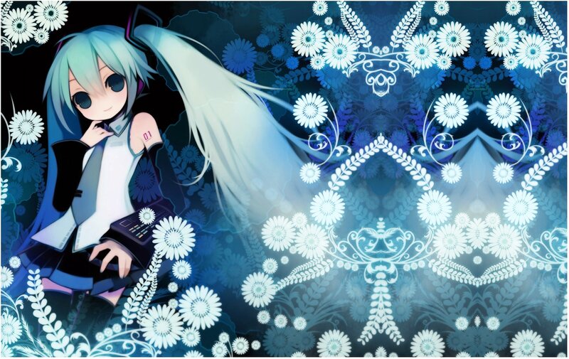 Miku with flowers background