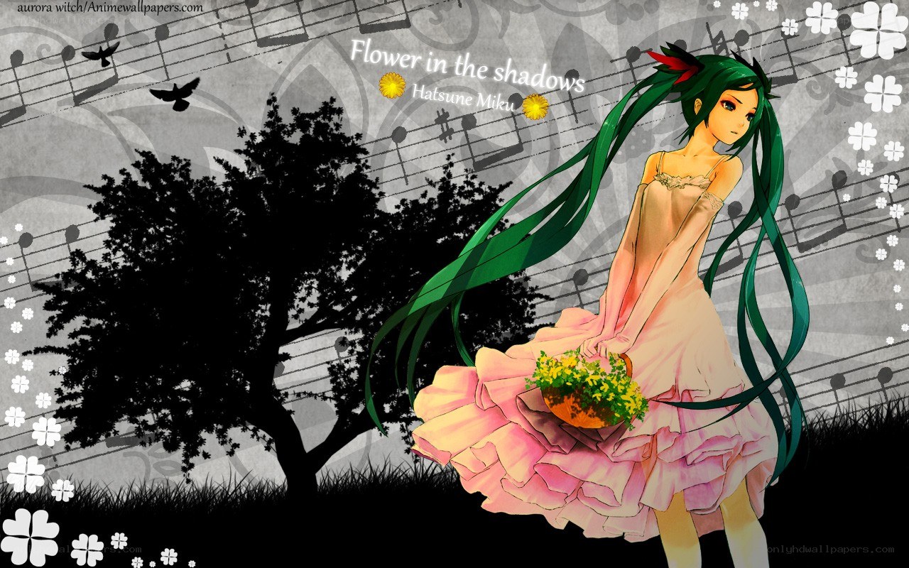 Miku with flowers in shadows