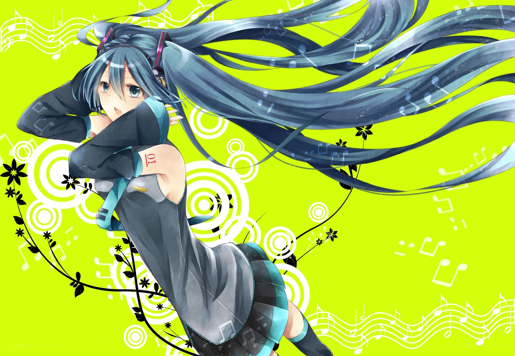 Miku with flowing hair