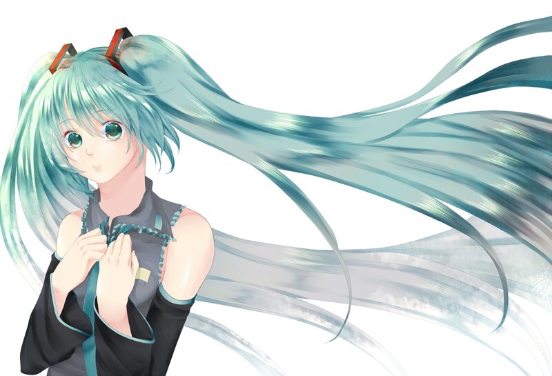 Miku with flowing hair