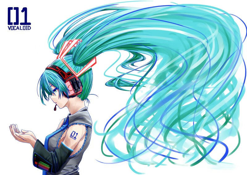 Miku with flowing hair