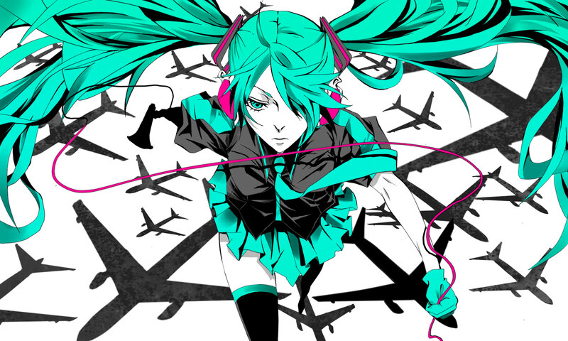 Miku with flying planes