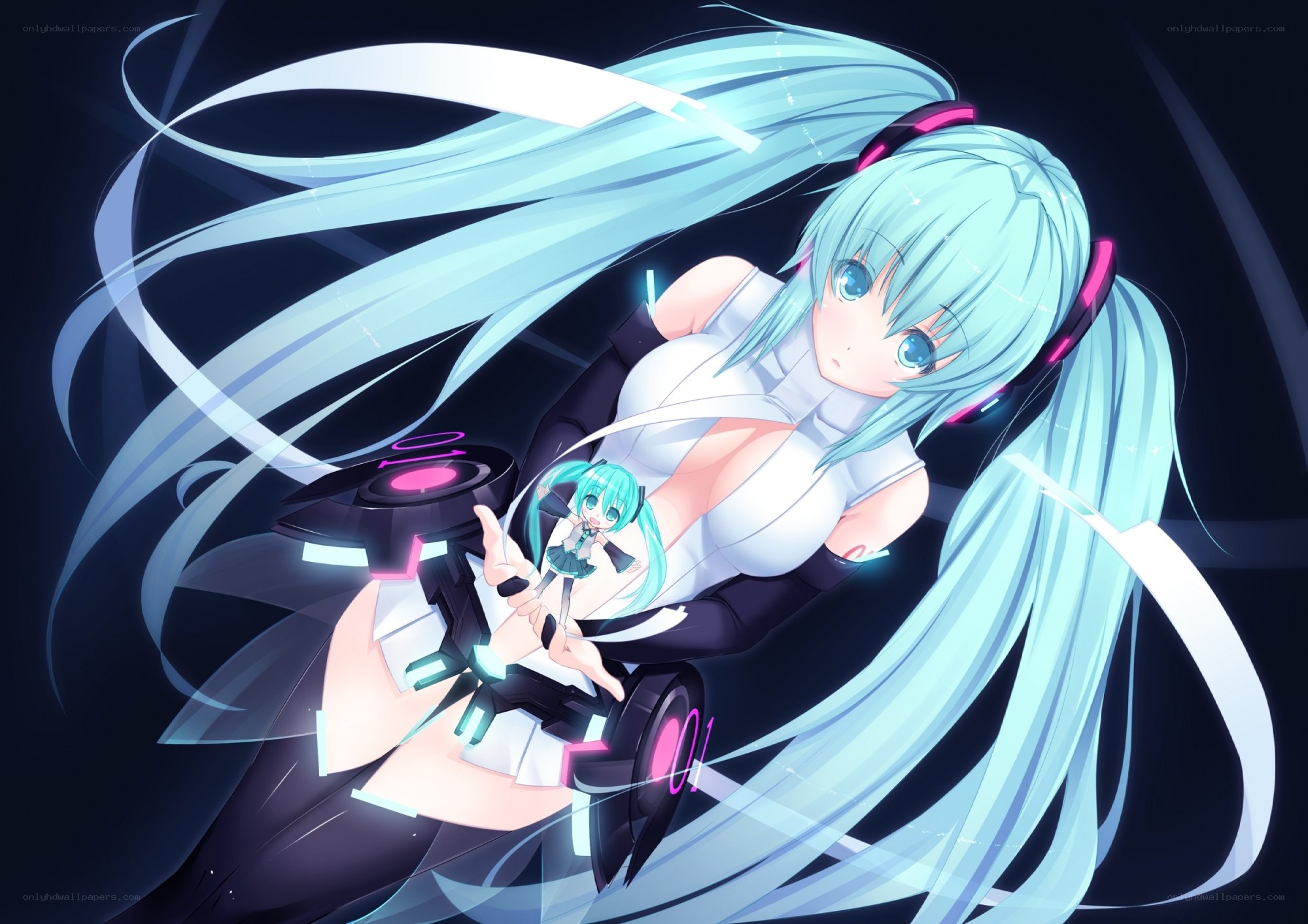 Miku with futuristic device