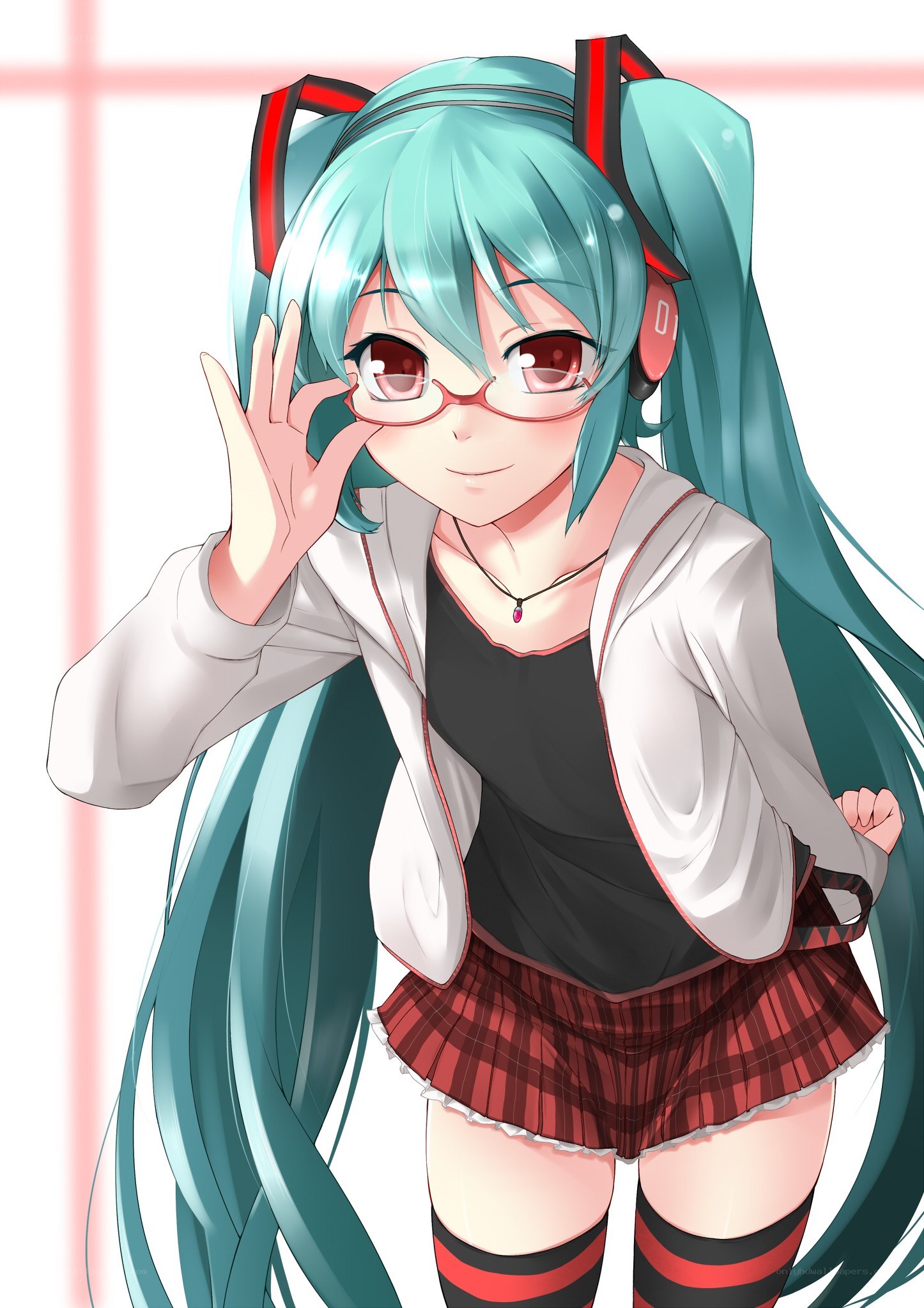 Miku with glasses waving