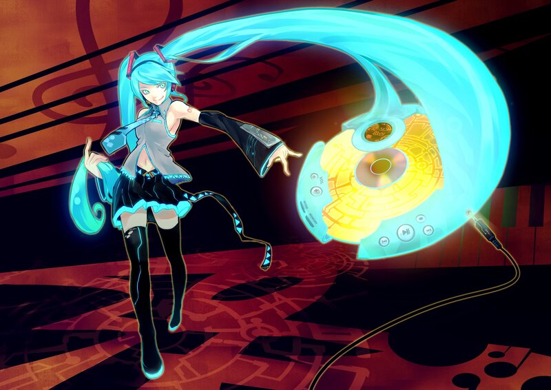 Miku with glowing CD player