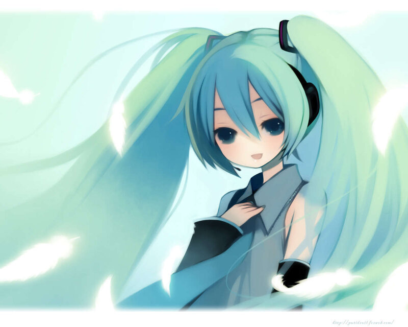 Miku with glowing feathers