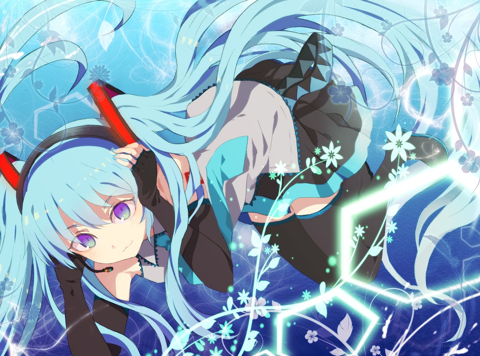 Miku with glowing flowers