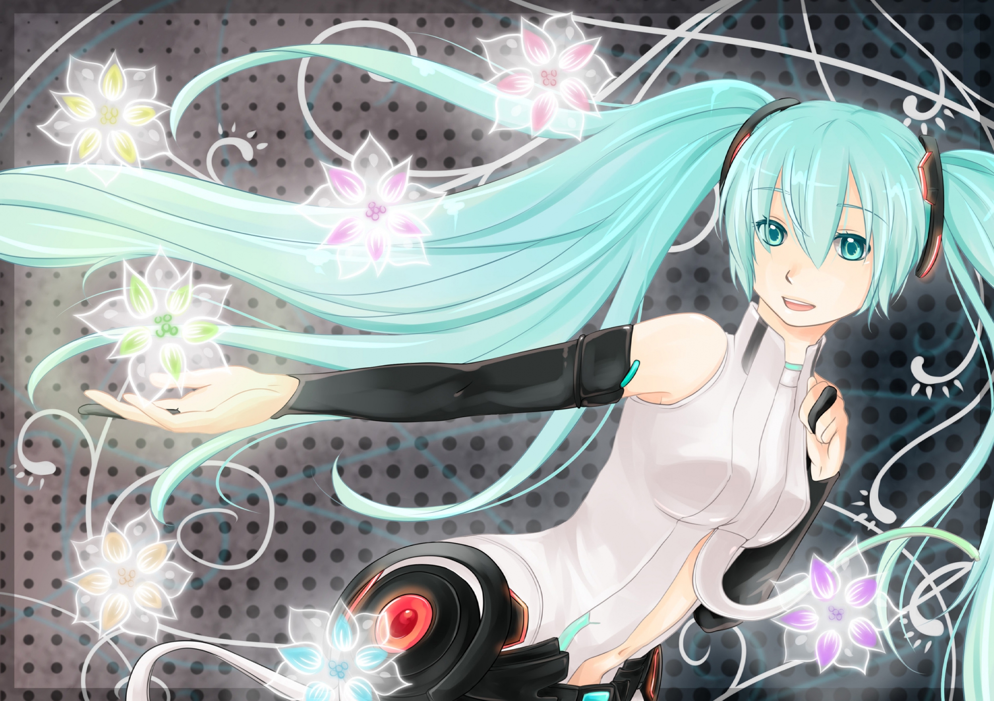 Miku with glowing flowers