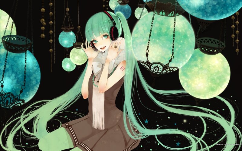 Miku with glowing lanterns