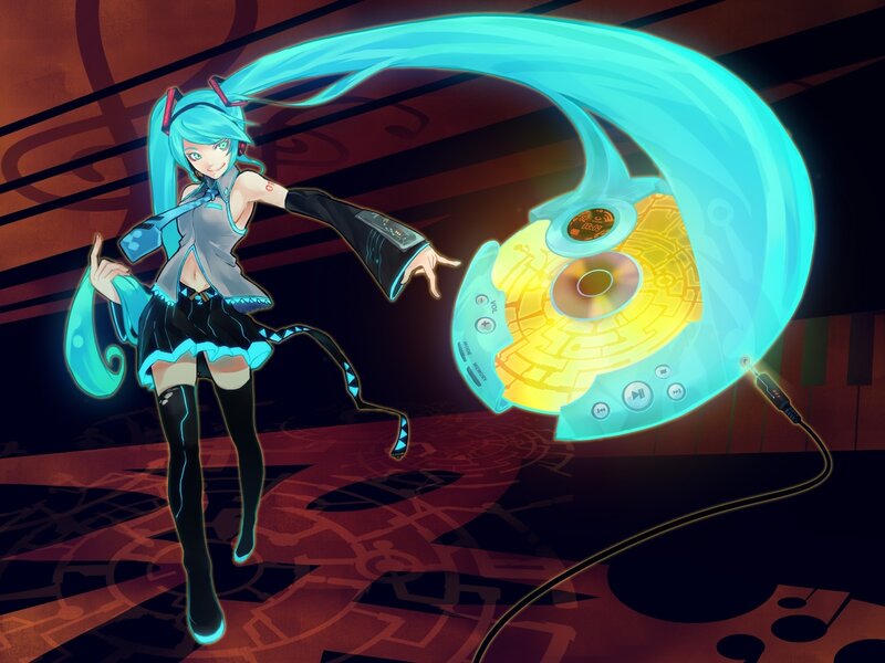 Miku with glowing music device