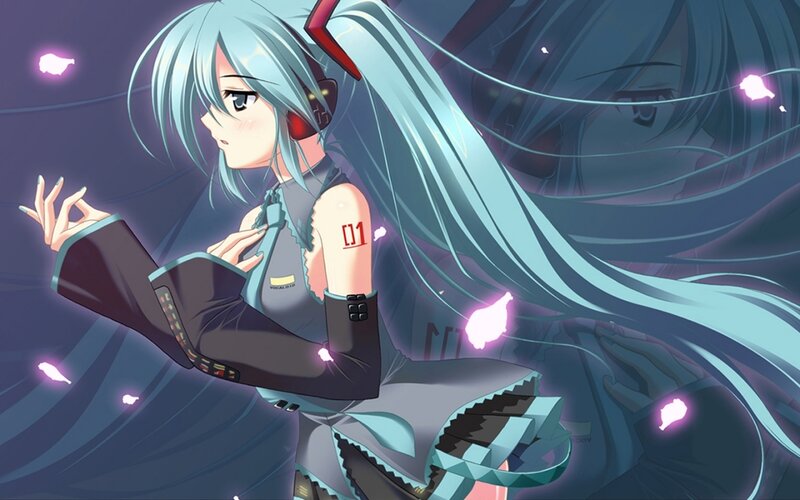 Miku with glowing particles