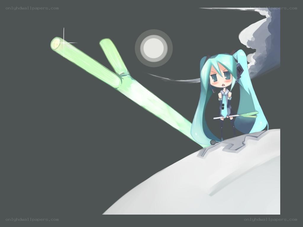 Miku with glowing staff
