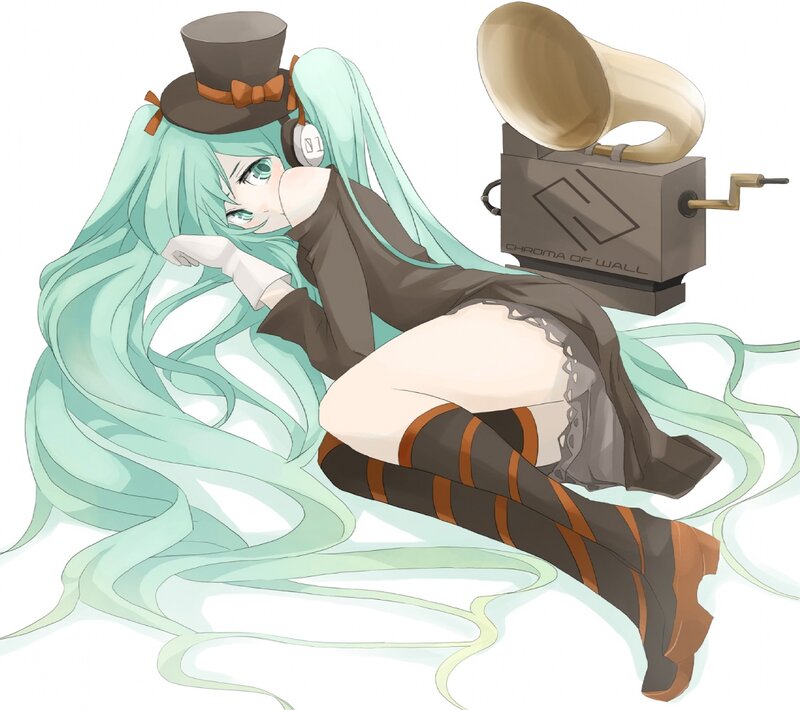 Miku with gramophone