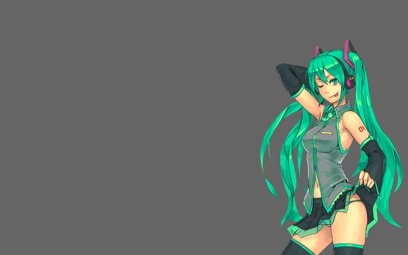 Miku with green hair