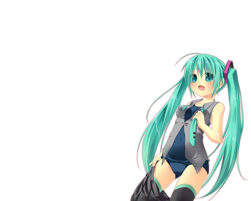 Miku with green hair