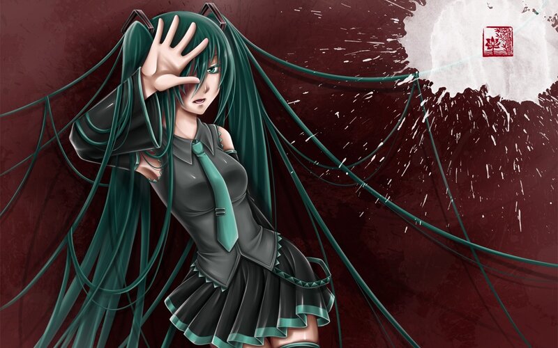 Miku with green hair and tie