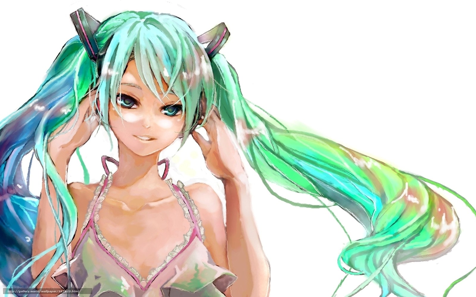 Miku with green hair