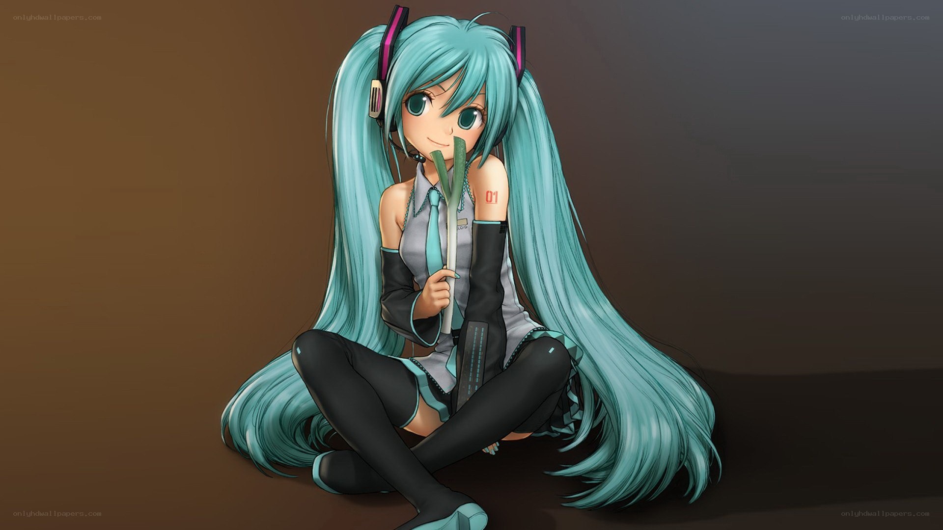 Miku with green plant
