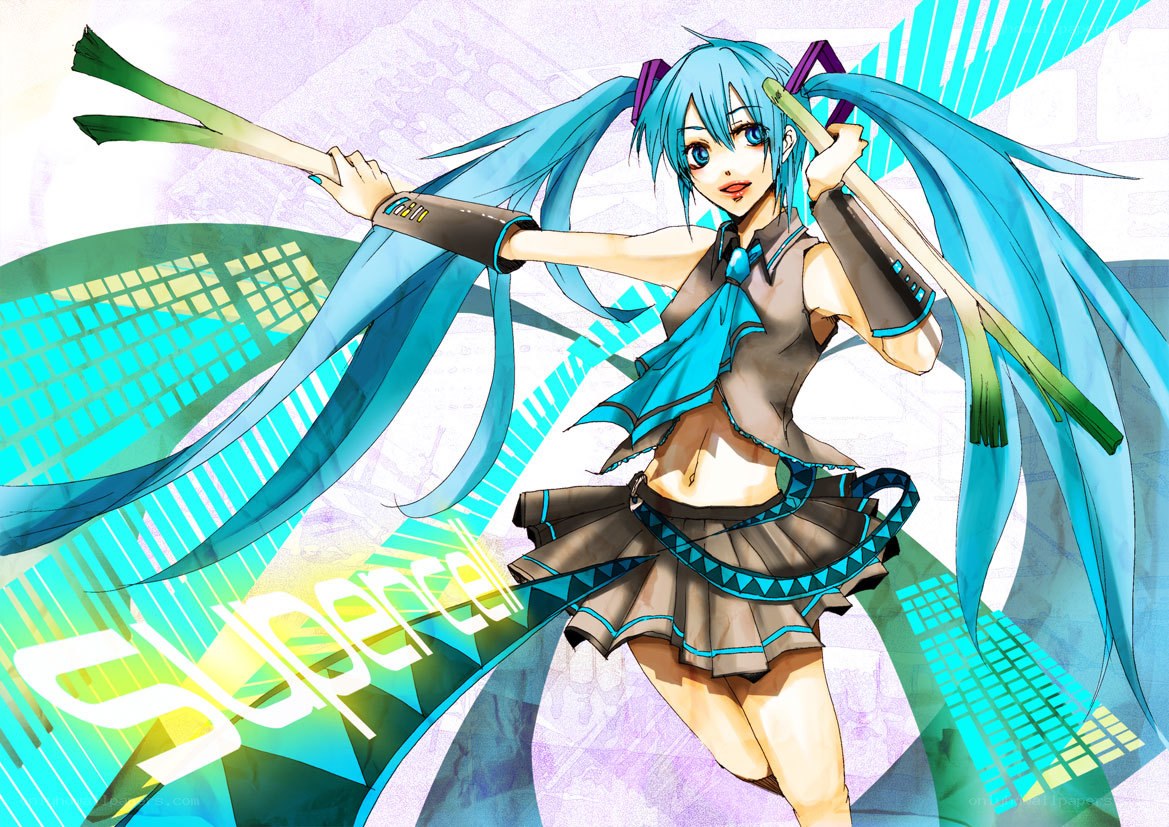Miku with green sticks