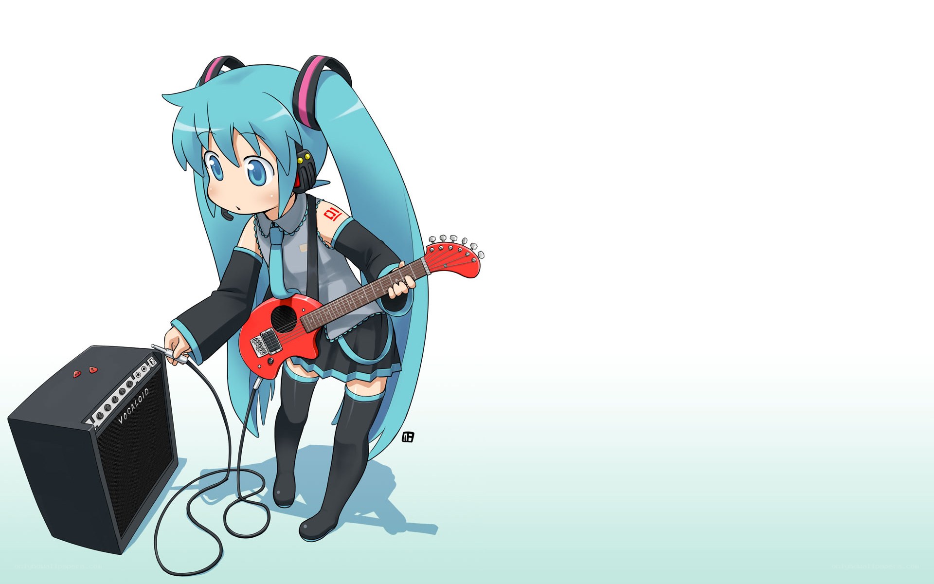 Miku with guitar and amp