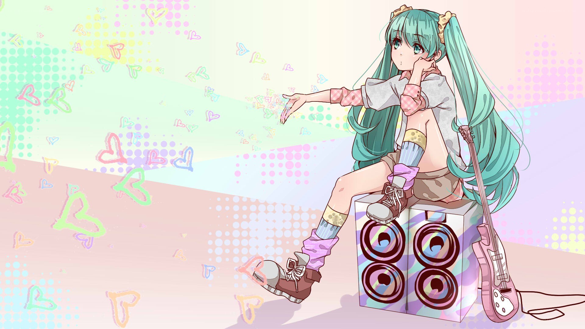 Miku with guitar and speaker