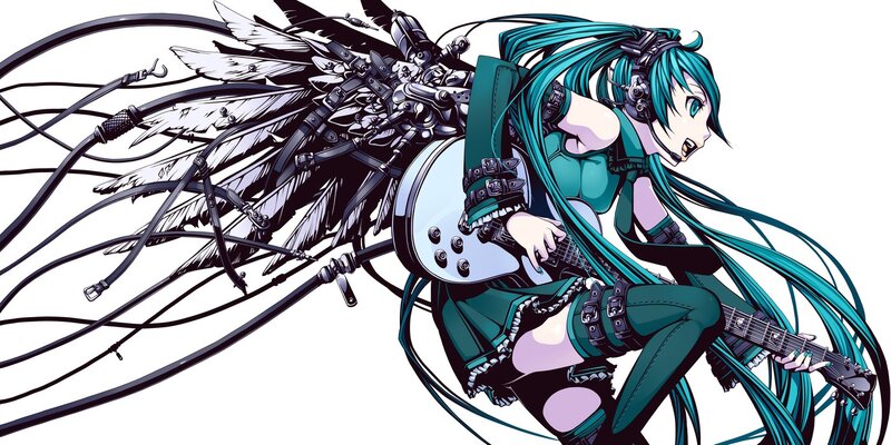 Miku with guitar and wings