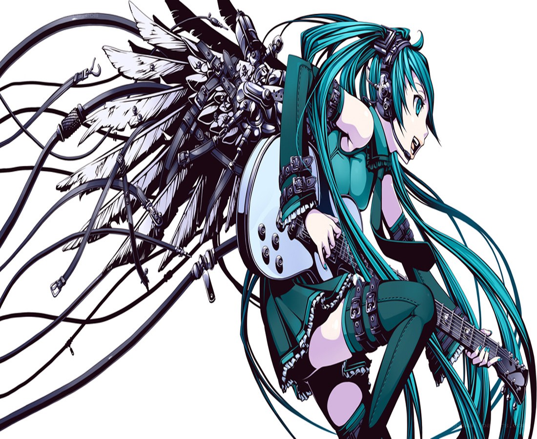 Miku with guitar and wings