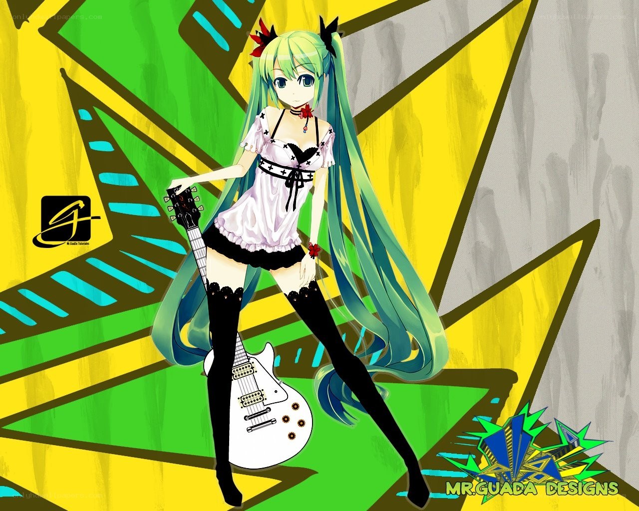 Miku with guitar artwork