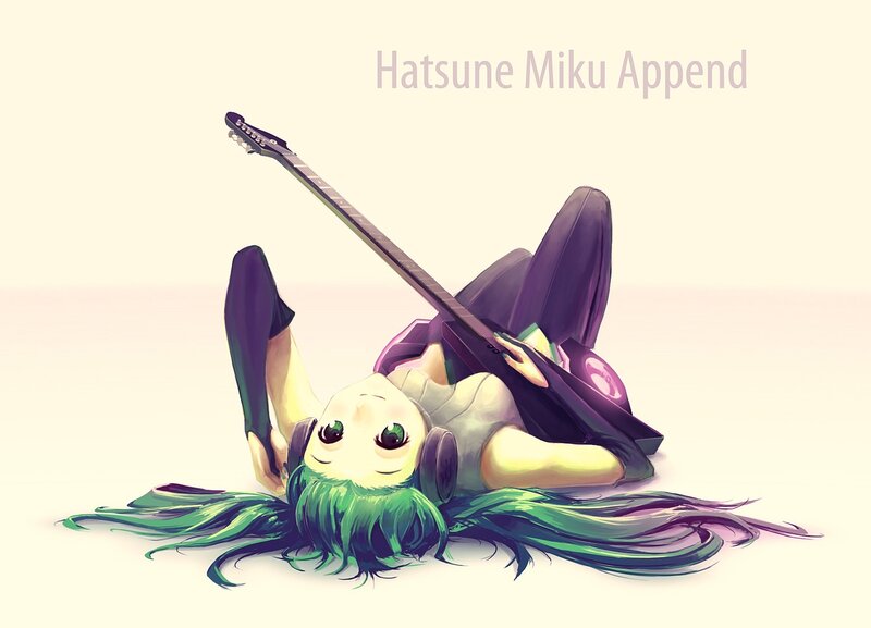 Miku with guitar lying down